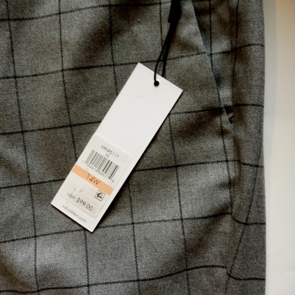 Calvin Klein Pants/Trousers  sz 14W  Gray Windowpane Plaid  Suit Separates  NWT - Picture 8 of 8